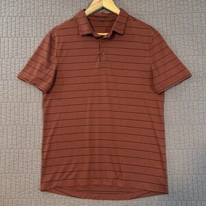 Lululemon Polo Shirt Men's Medium Red‎ Striped Golf Performance Casual Stretch